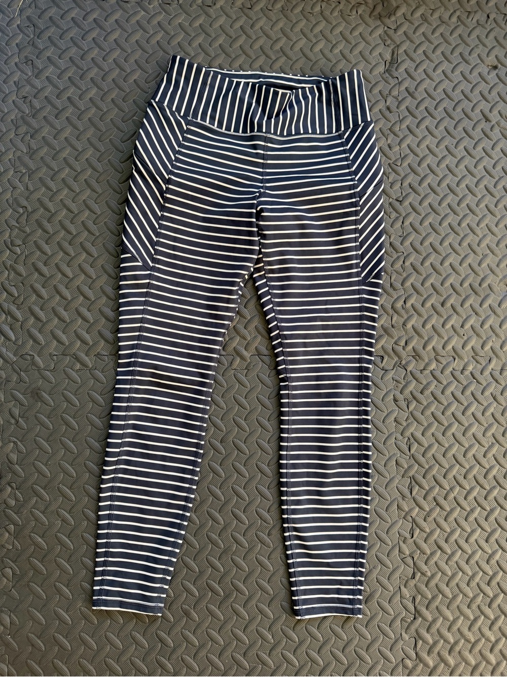 Athleta Navy and White Striped Kids Leggings